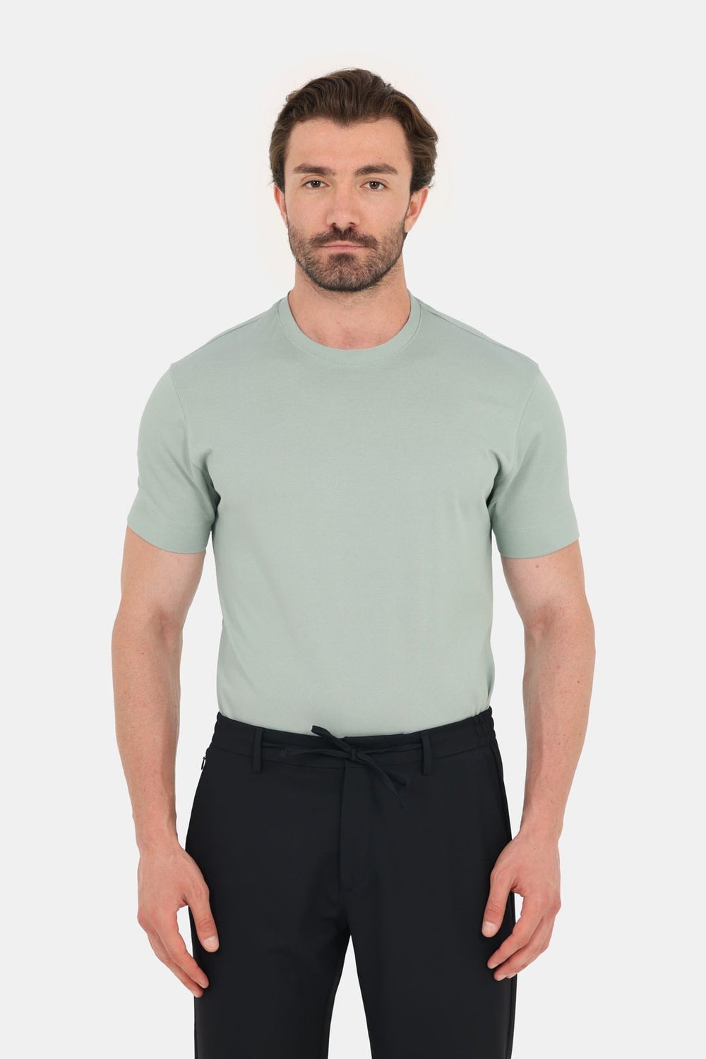 Erkek Açık Yeşil Normal Kesim Regular Fit %100 Pamuk Dokuma Bisiklet Yaka Basic T-Shirt