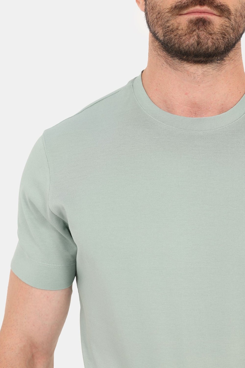 Erkek Açık Yeşil Normal Kesim Regular Fit %100 Pamuk Dokuma Bisiklet Yaka Basic T-Shirt