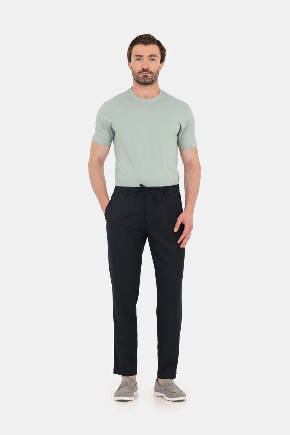 Erkek Açık Yeşil Normal Kesim Regular Fit %100 Pamuk Dokuma Bisiklet Yaka Basic T-Shirt