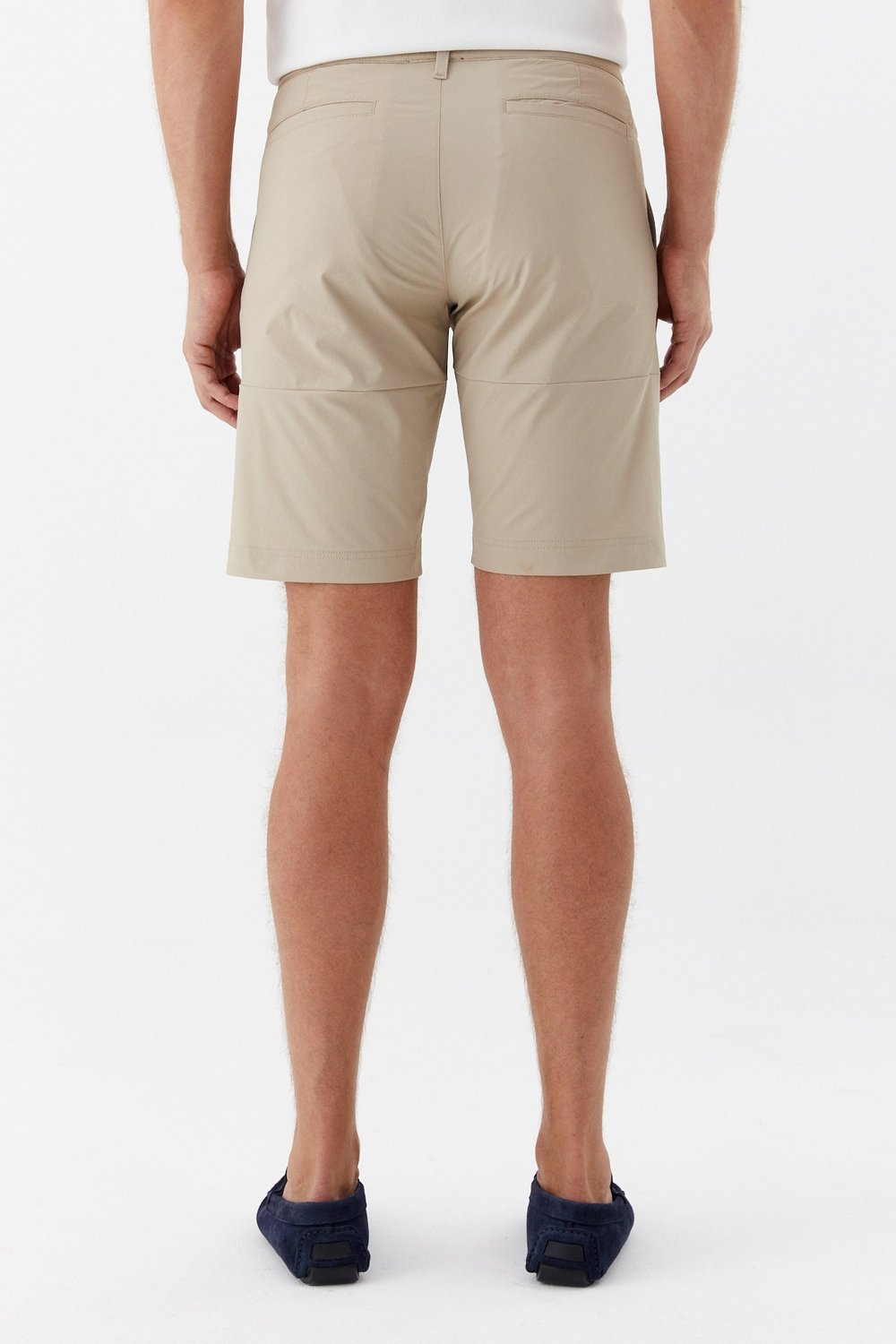 Bej Regular Fit Pamuklu Yan Cepli Normal Bel Bermuda Şort