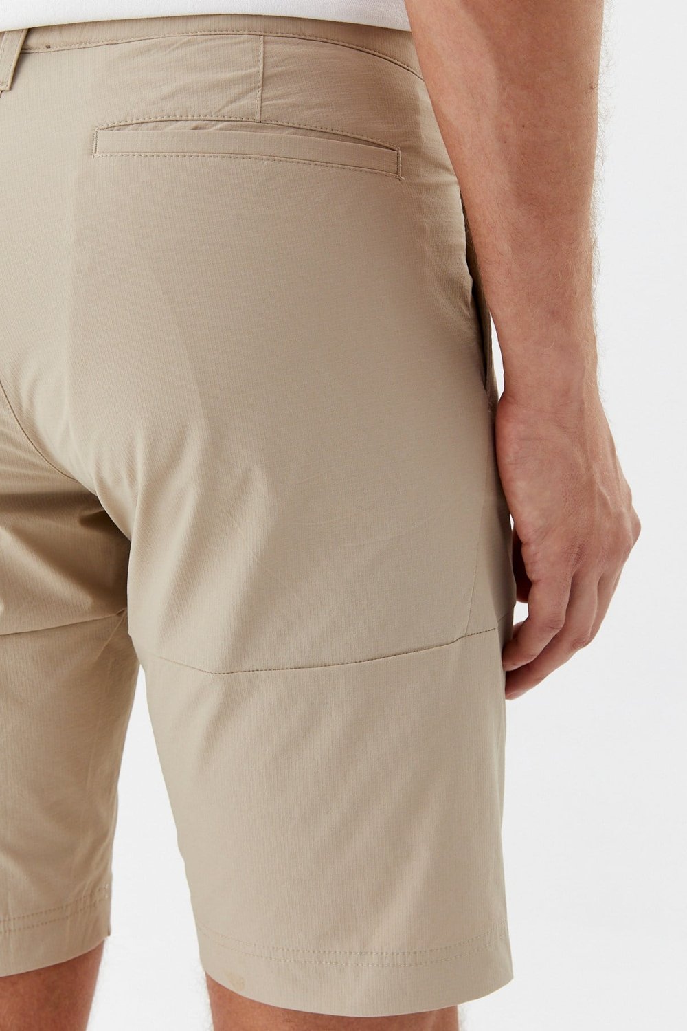 Bej Regular Fit Pamuklu Yan Cepli Normal Bel Bermuda Şort