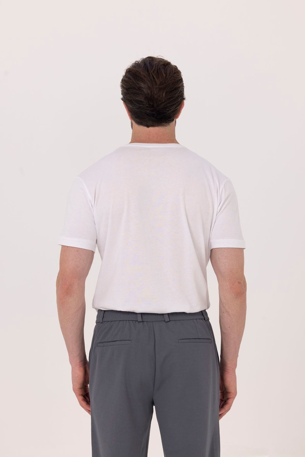 Beyaz %100 Pamuk Bisiklet Yaka Düz Renk Basic T-Shirt