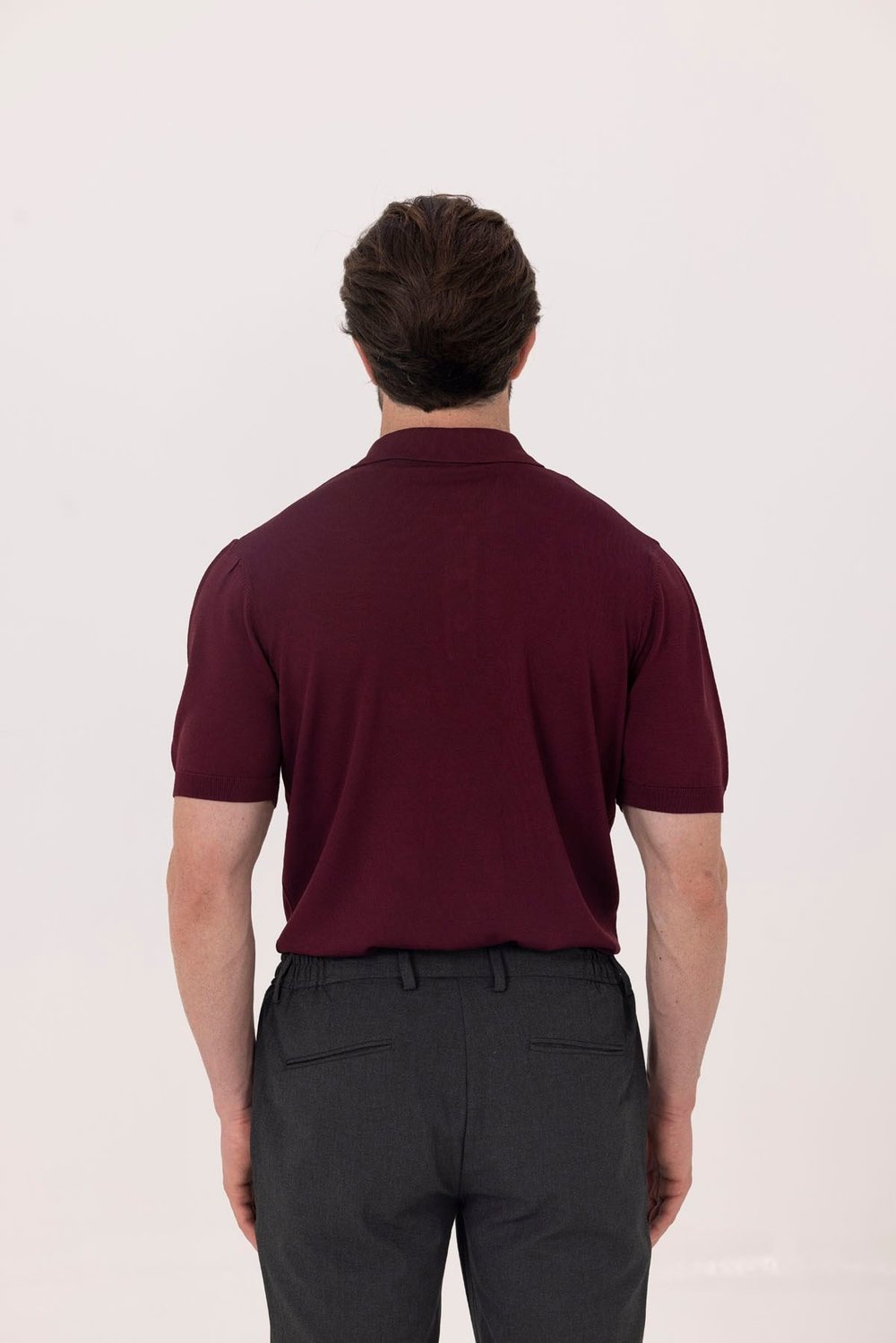 Bordo Regular Fit Göğüs Nakış Detaylı Polo Yaka Triko T-shirt