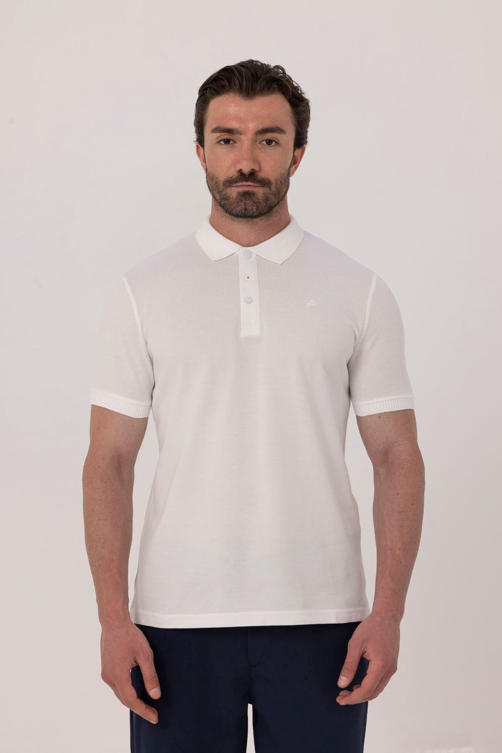 Ekru %100 Pamuk Patlı Polo Yaka  Regular Fit T-Shirt 