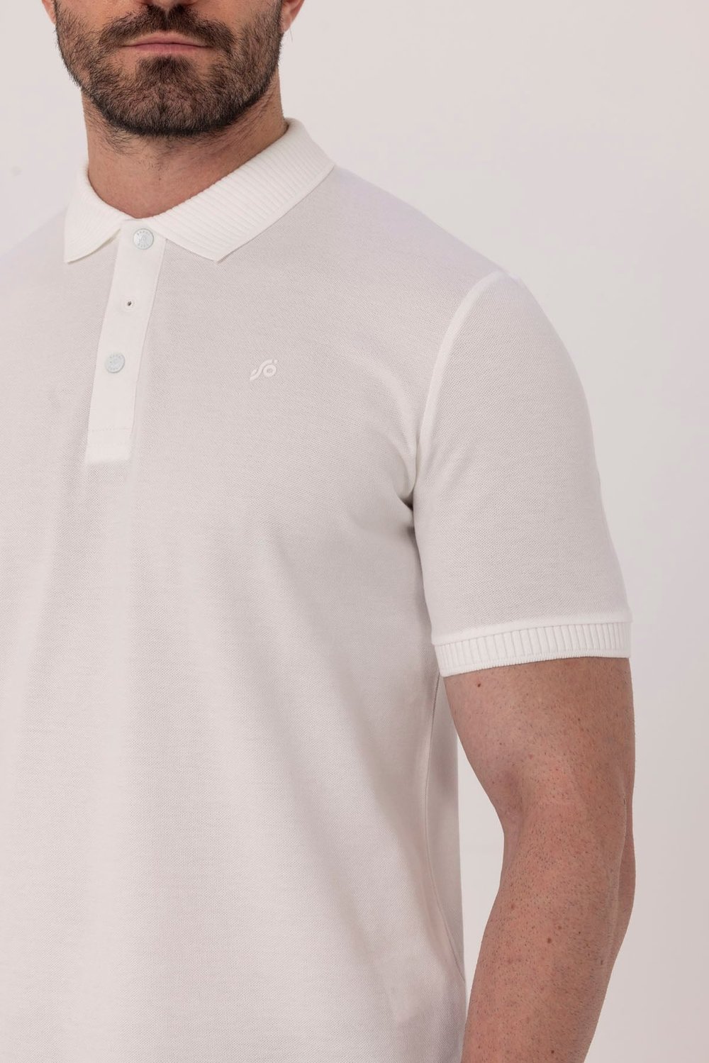 Ekru %100 Pamuk Patlı Polo Yaka  Regular Fit T-Shirt 