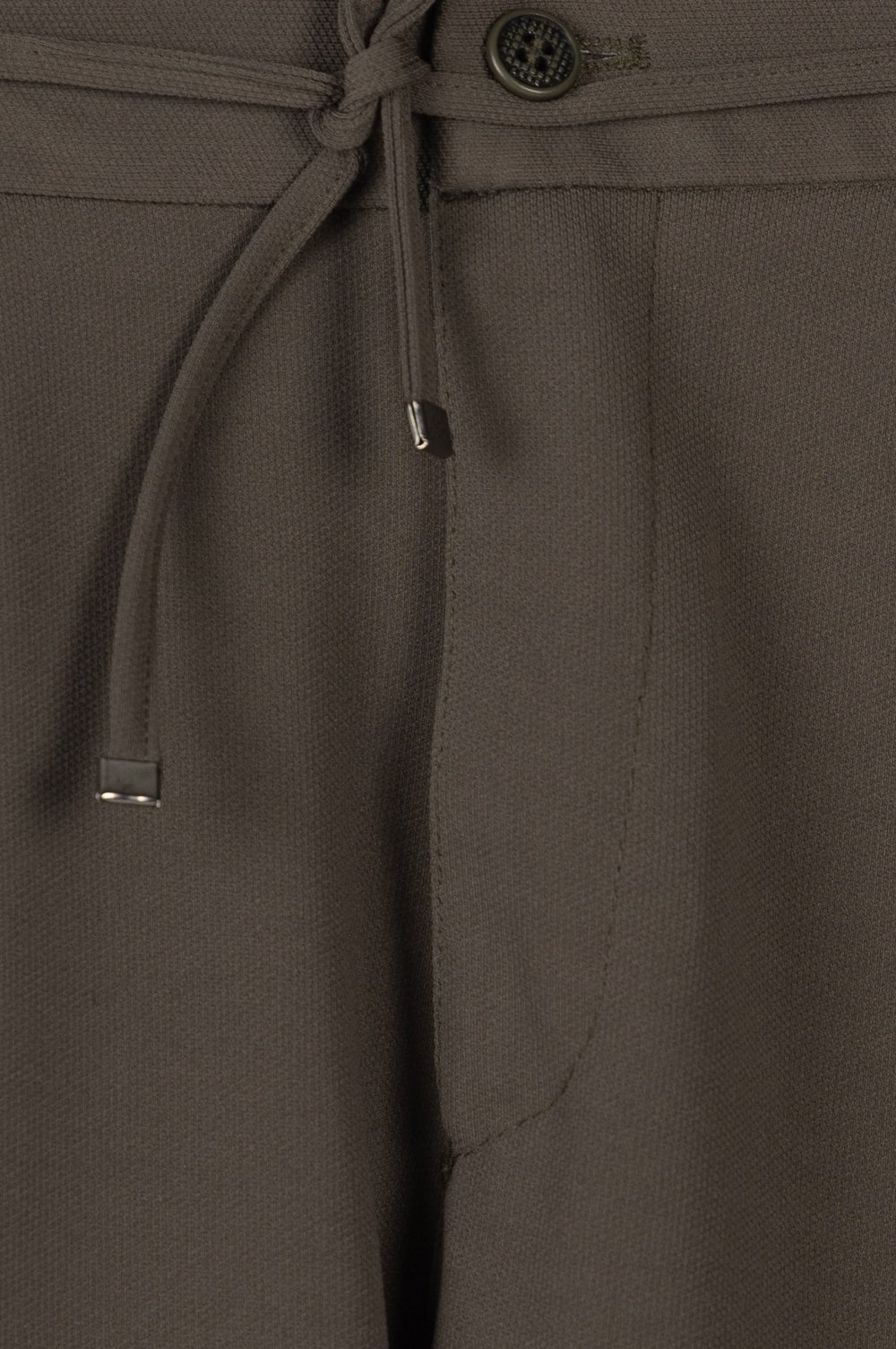 Haki Dokulu Arka Lastikli Köprü Kemerli Bağcıklı Slim Fit Jogger Pantolon
