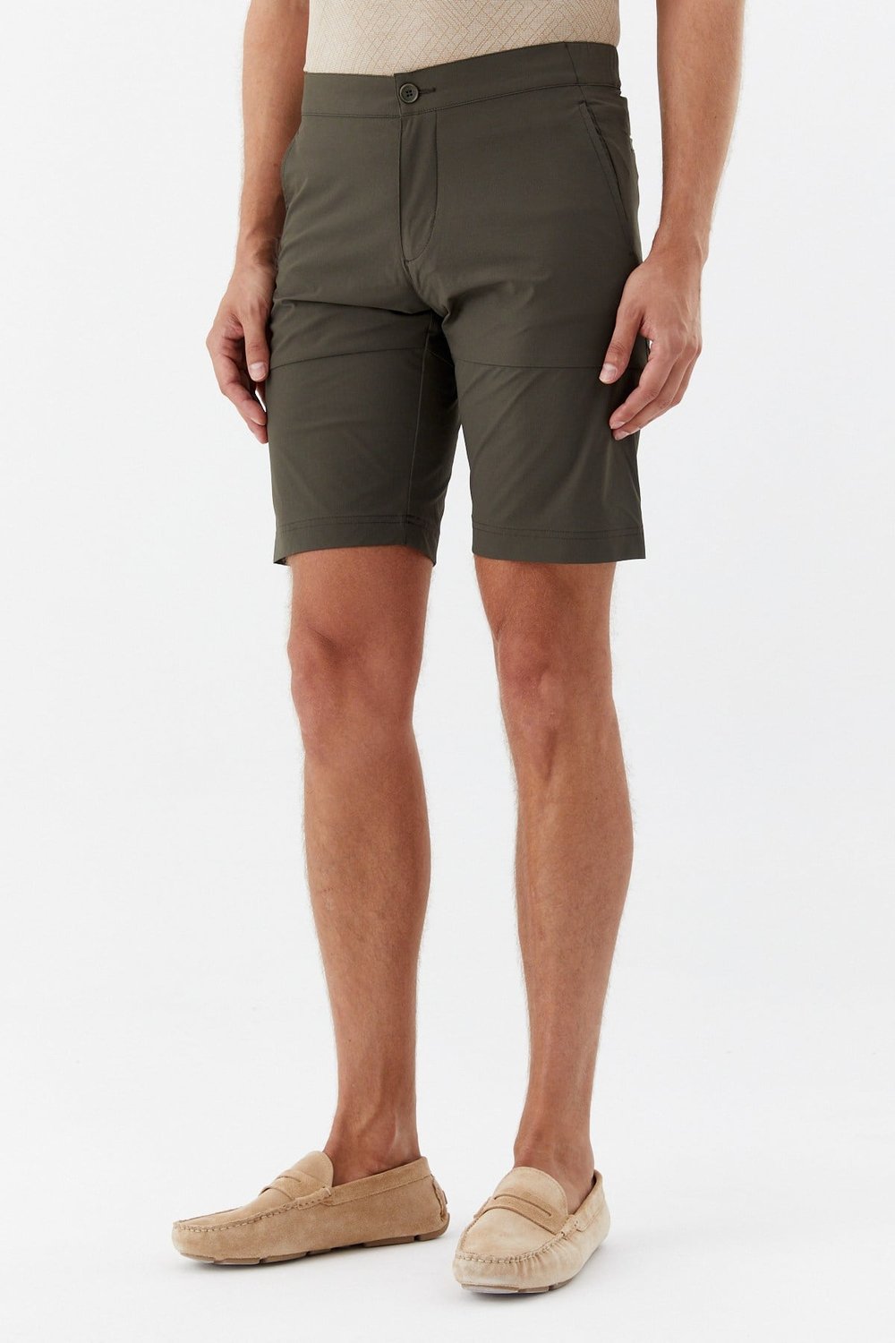Haki Regular Fit Pamuklu Yan Cepli Normal Bel Bermuda Şort