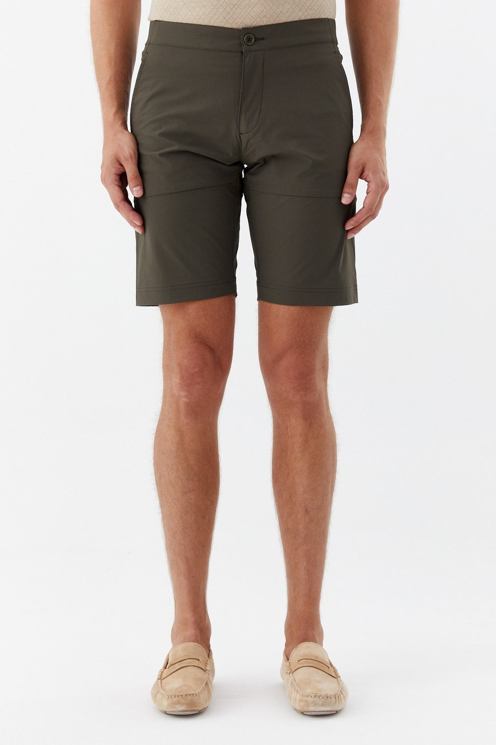 Haki Regular Fit Pamuklu Yan Cepli Normal Bel Bermuda Şort