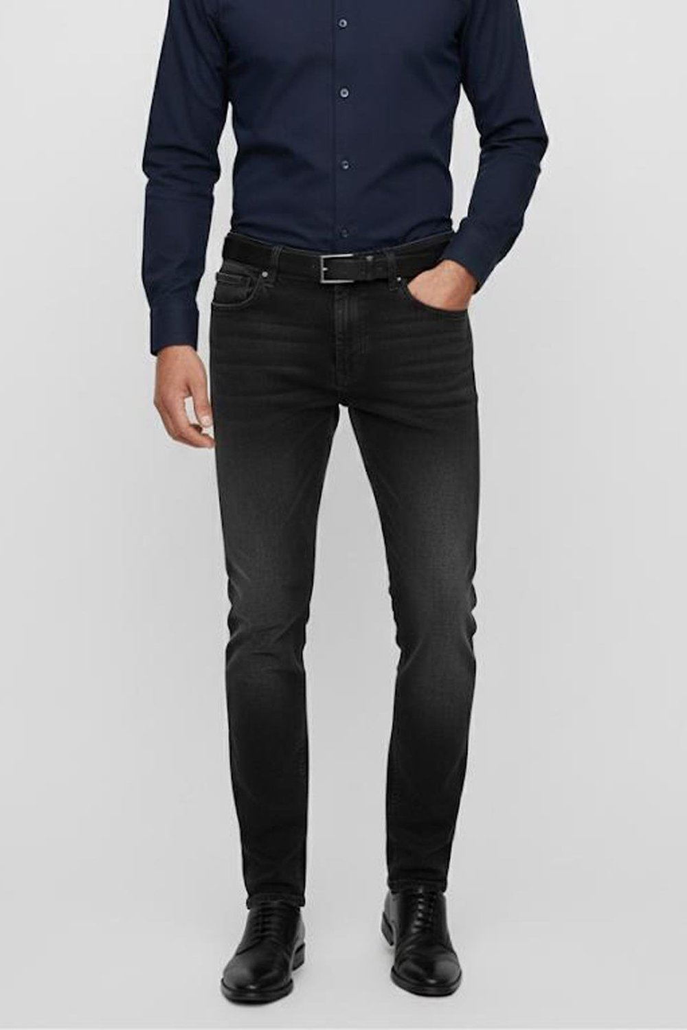 Erkek Siyah Dokuma Jean Pantolon