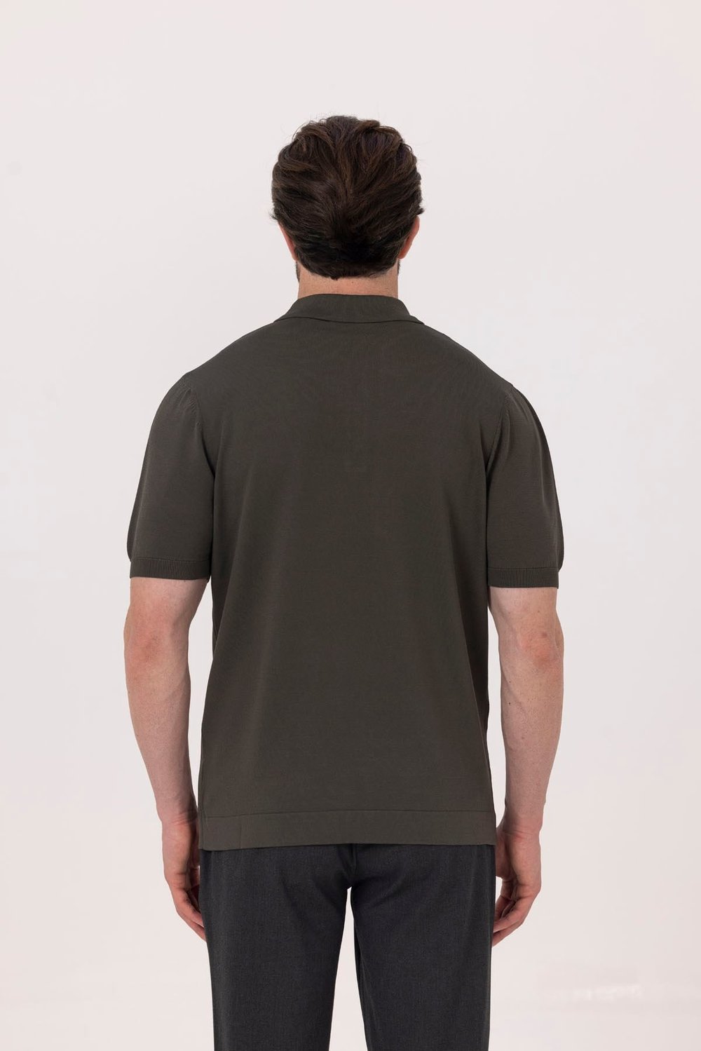 Koyu Yeşil Regular Fit Göğüs Nakış Detaylı Polo Yaka Triko T-shirt