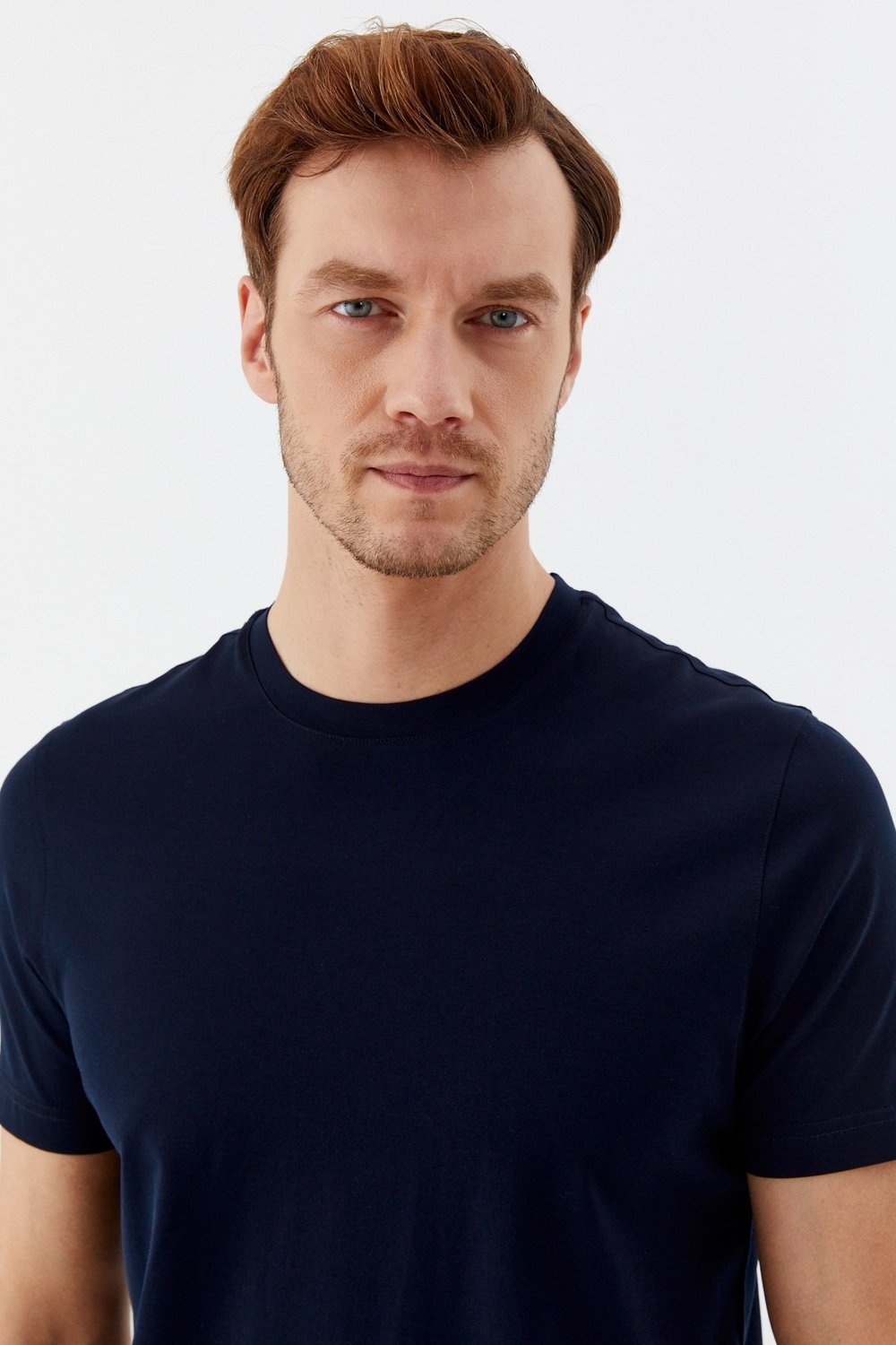 Lacivert %100 Pamuk Regular Fit Bisiklet Yaka Basic T-shirt