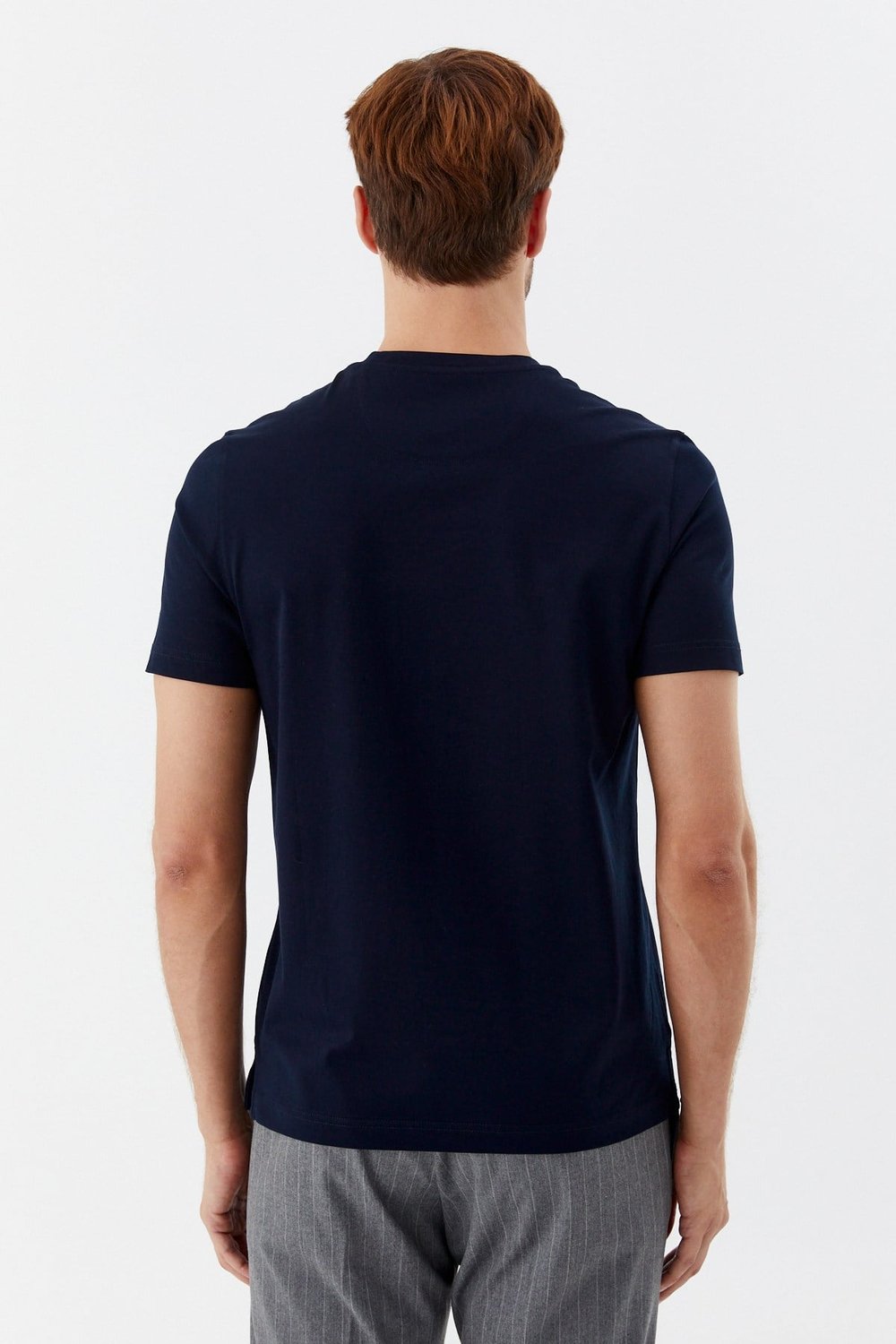 Lacivert %100 Pamuk Regular Fit Bisiklet Yaka Basic T-shirt