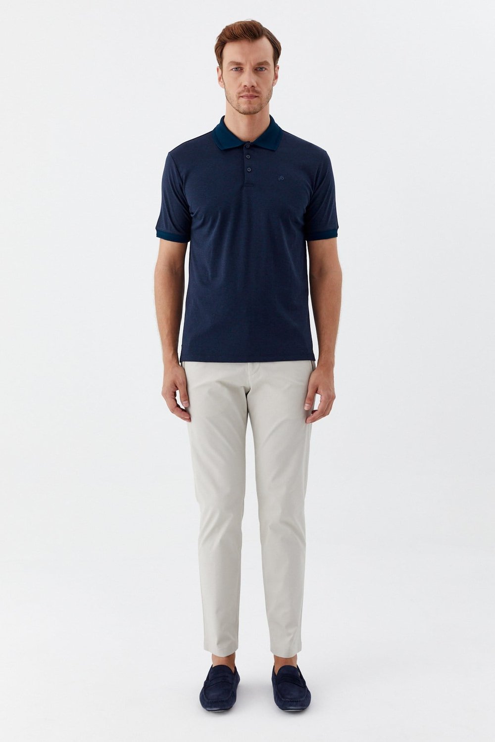 Lacivert Pamuklu Pike Regular Fit Polo Yaka T-shirt