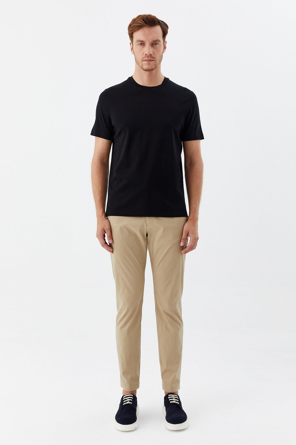 Siyah %100 Pamuk Regular Fit Bisiklet Yaka Basic T-shirt
