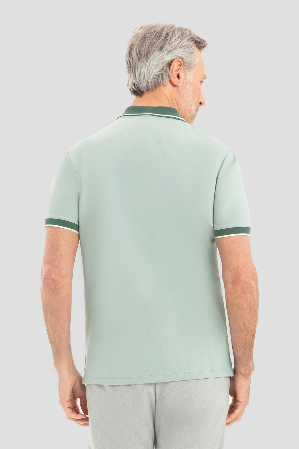 Fermuarlı Polo Yaka  Erkek T-Shirt Açık Yeşil