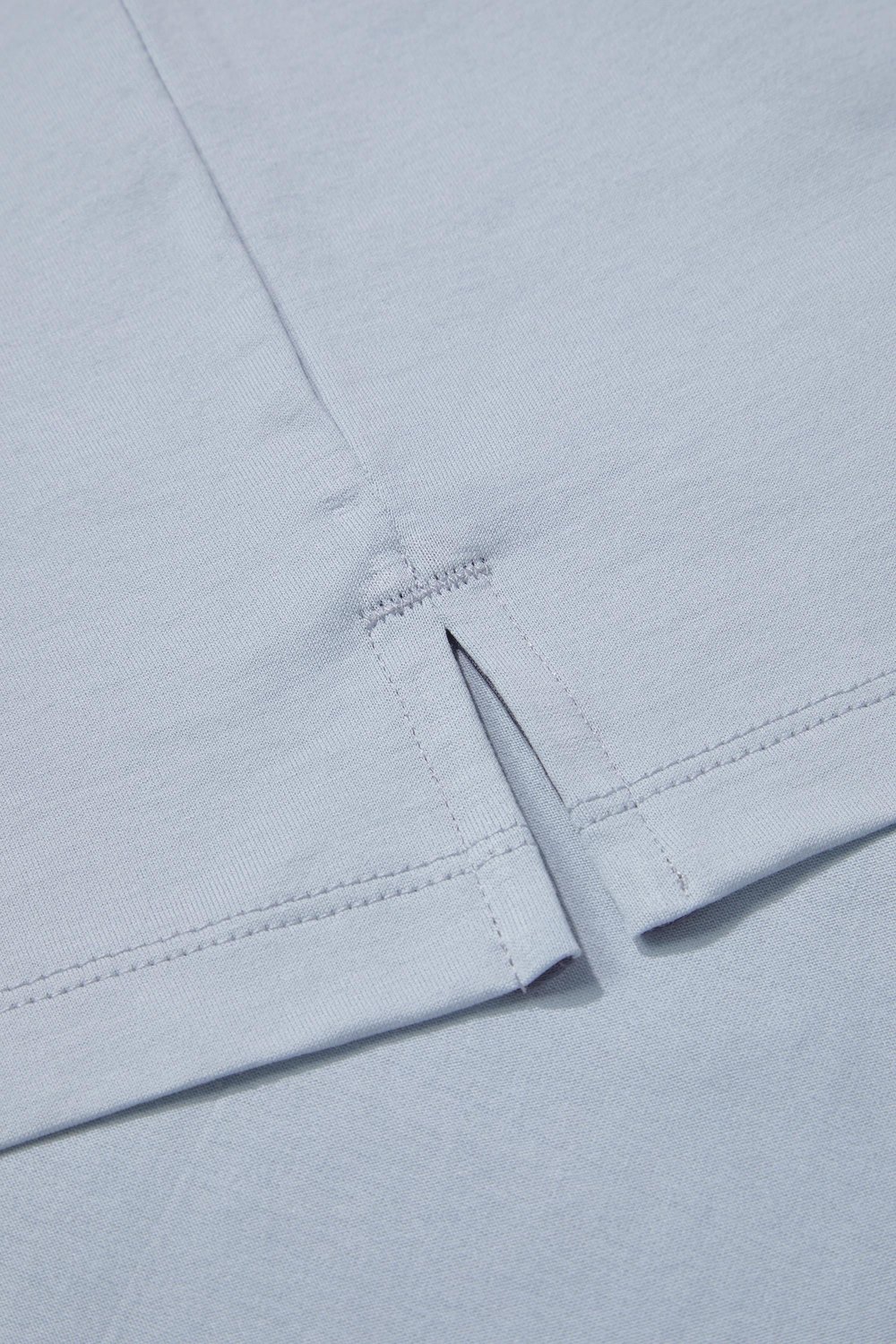 Fermuarlı Polo Yaka  Erkek T-Shirt Açık Gri