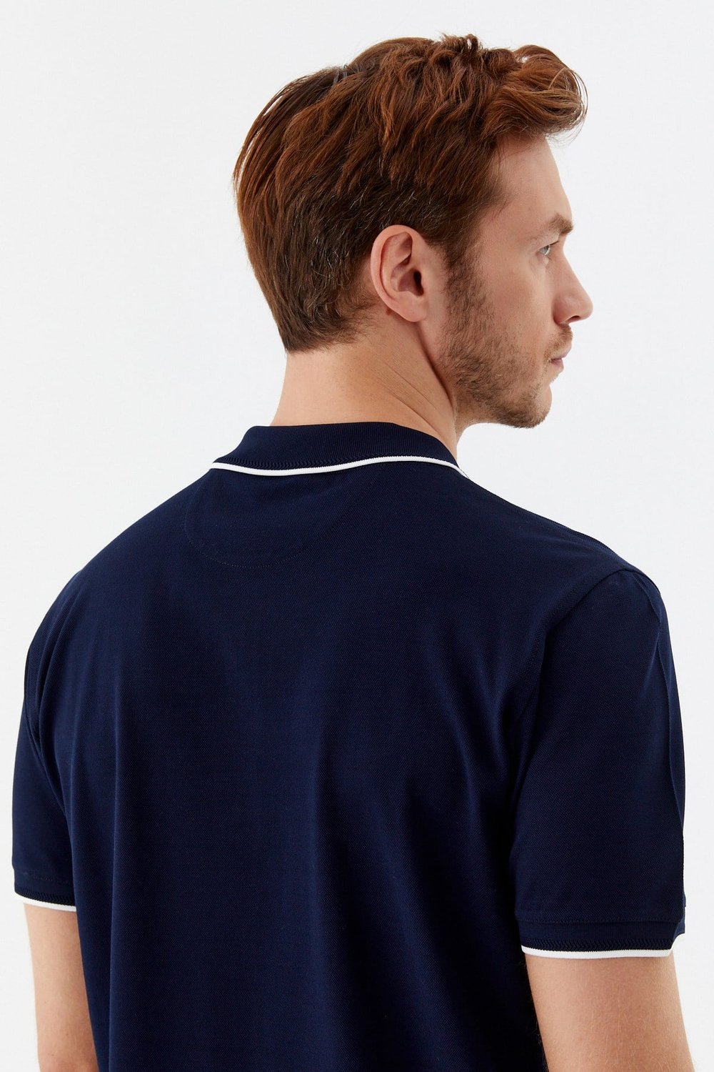 Lacivert Regular Fit %100 Pamuk Fermuarlı Polo Yaka T-shirt