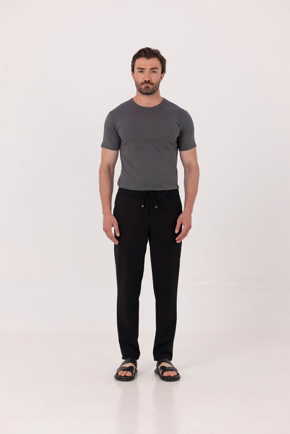 Füme %100 Pamuk Bisiklet Yaka Düz Renk Basic T-Shirt