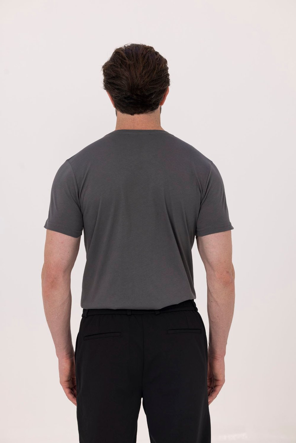 Füme %100 Pamuk Bisiklet Yaka Düz Renk Basic T-Shirt