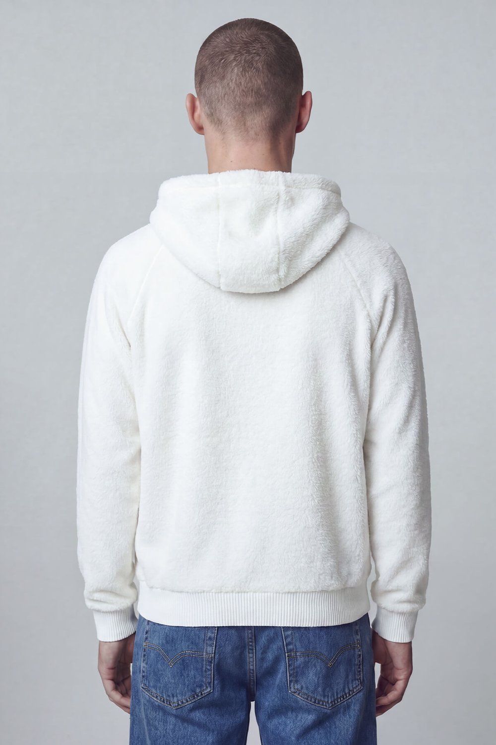 Giotelli Erkek Beyaz Normal Kesim Regular Fit Pamuklu Örme Kapüşonlu Sweatshirt
