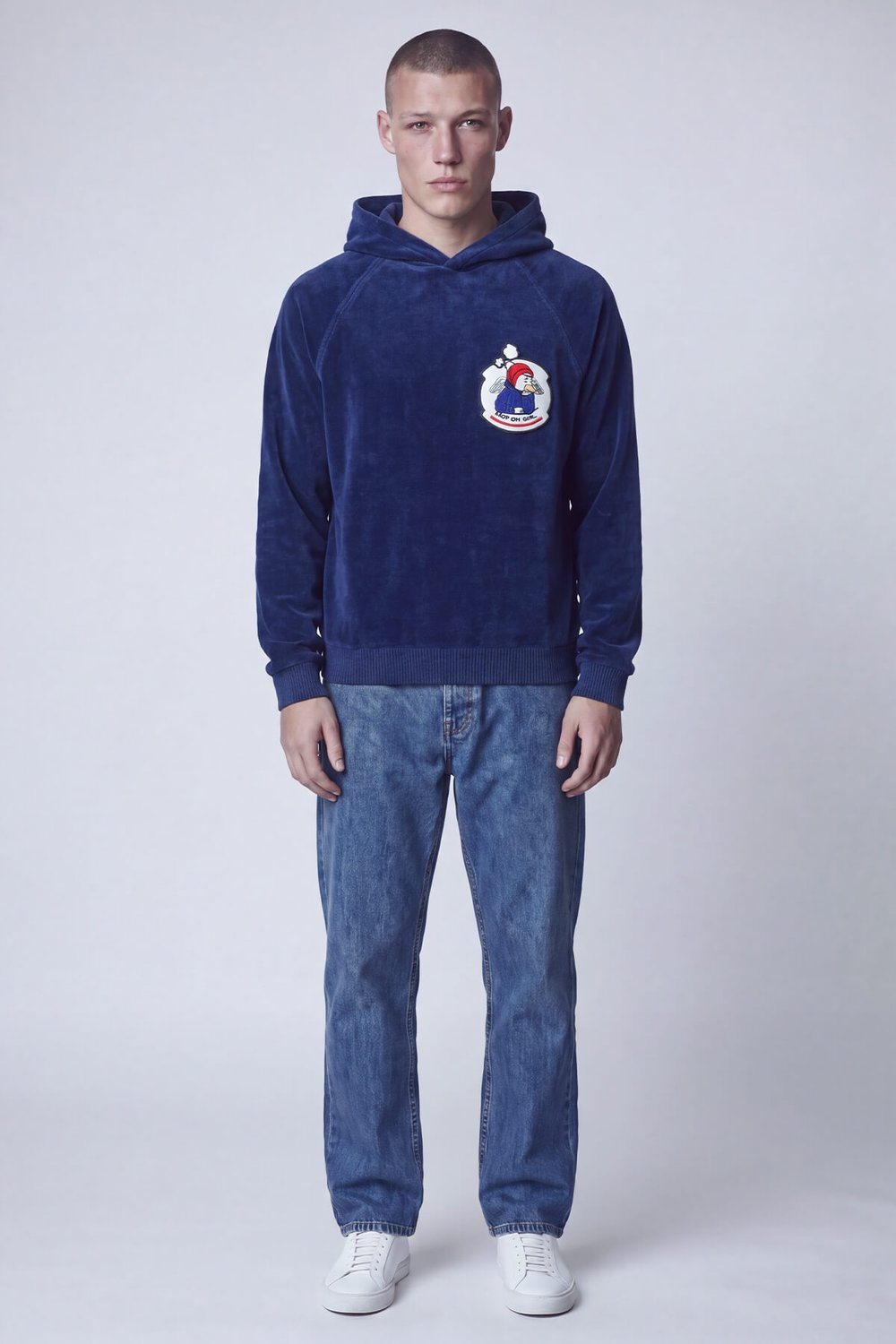 Giotelli Erkek Saks Normal Kesim Regular Fit Pamuklu Örme Kapüşonlu Sweatshirt