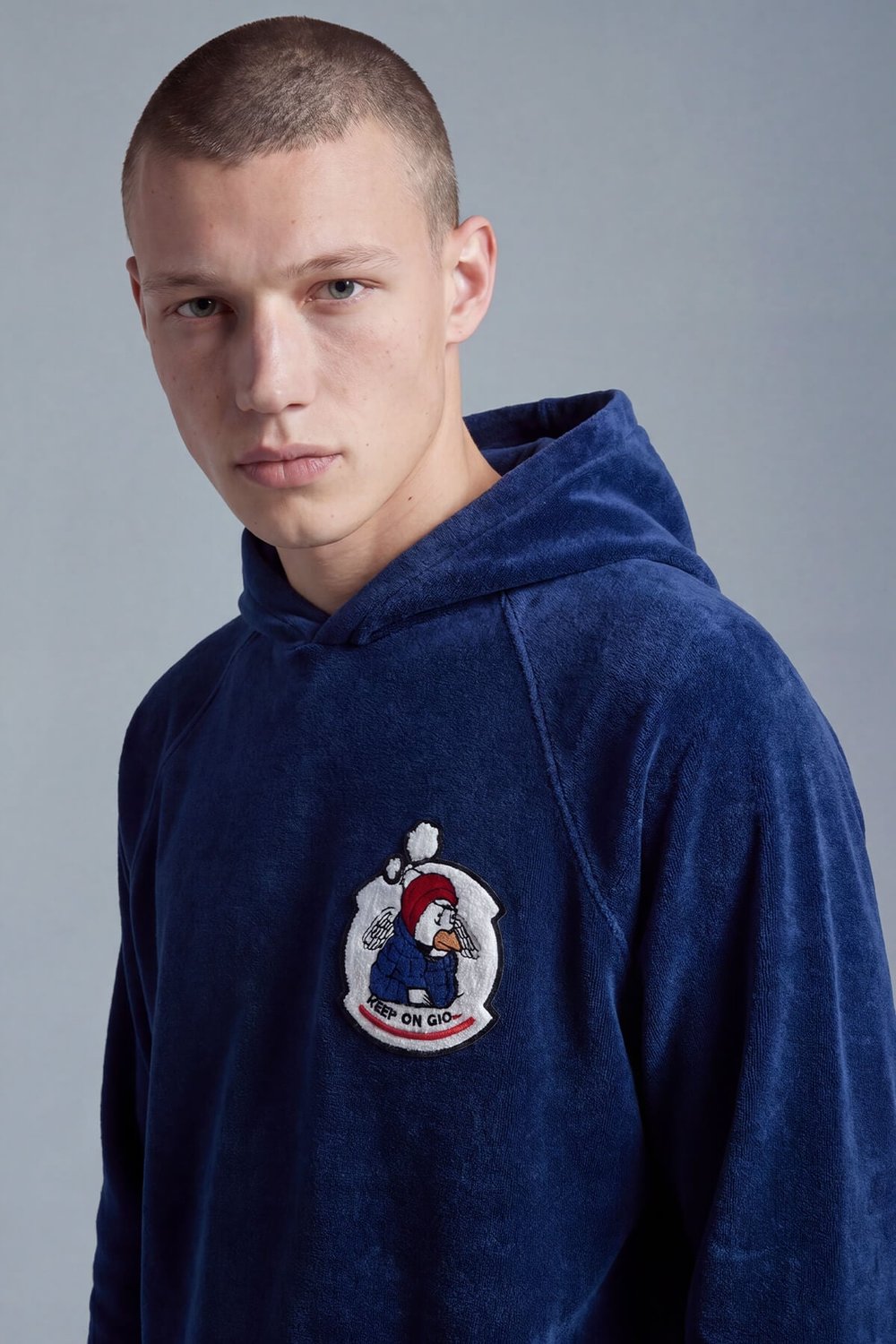 Giotelli Erkek Saks Normal Kesim Regular Fit Pamuklu Örme Kapüşonlu Sweatshirt