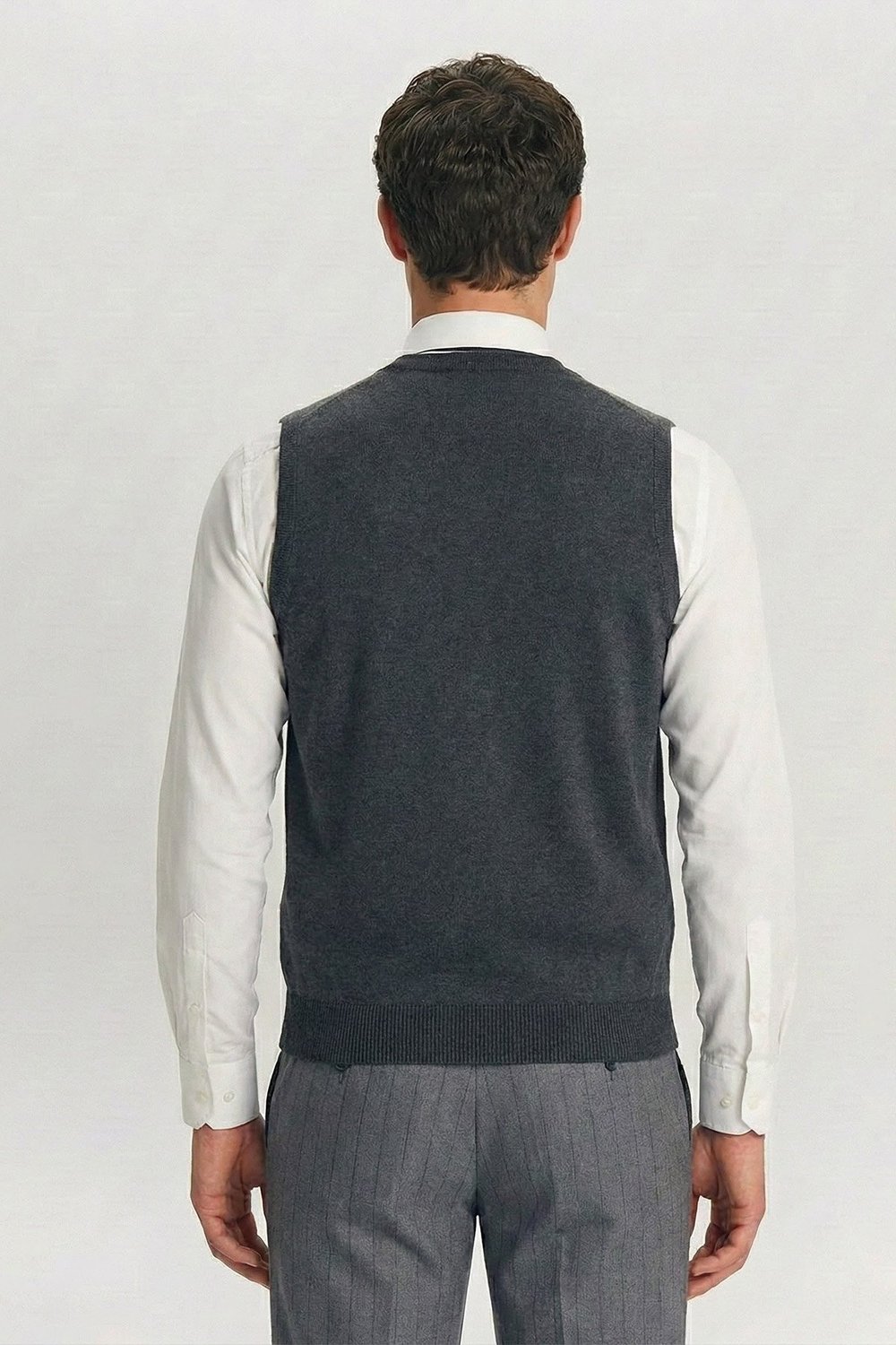 Giotelli Gri Triko Yelekli 6 Drop Polyester Viskon Karışımlı Erkek Takım Elbise