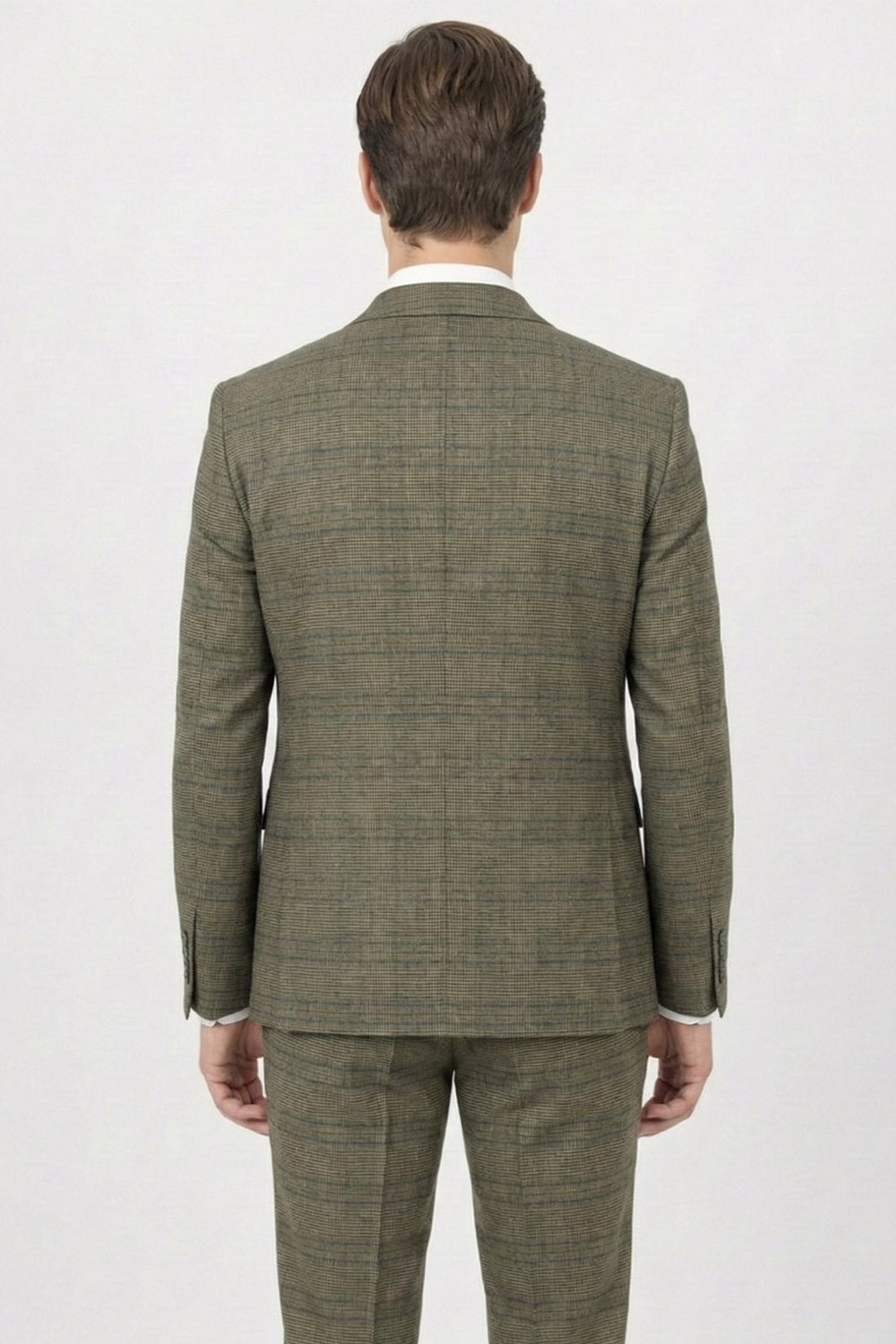 Giotelli Kahve Slim Fit Ekose Desenli Mono Yaka Takım Elbise