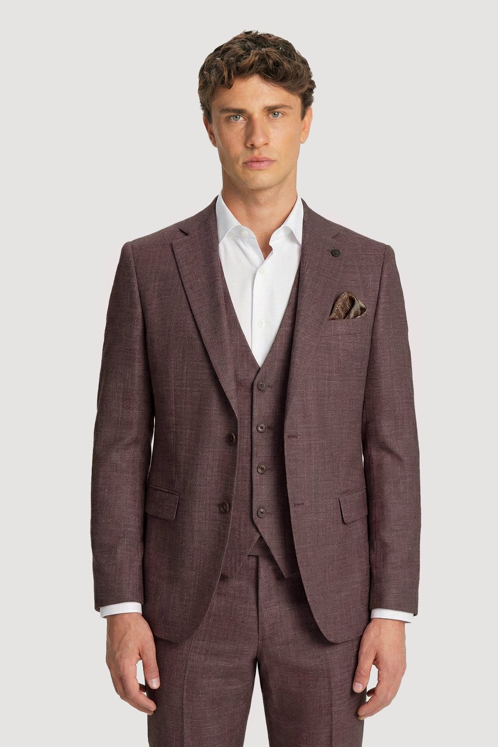 Giotelli Kiremit Slim Fit Mono Yaka Yelekli 8 Drop Erkek Takım Elbise