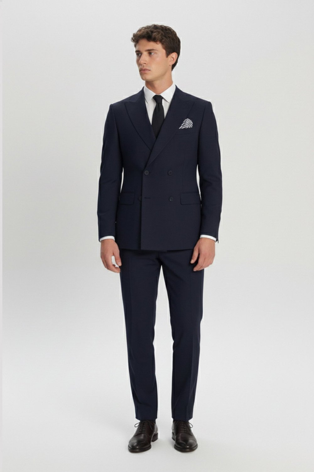 Giotelli Erkek Lacivert Slim Fit Sivri Yaka Kruvaze 6 Drop Klasik Smokin & Damatlık