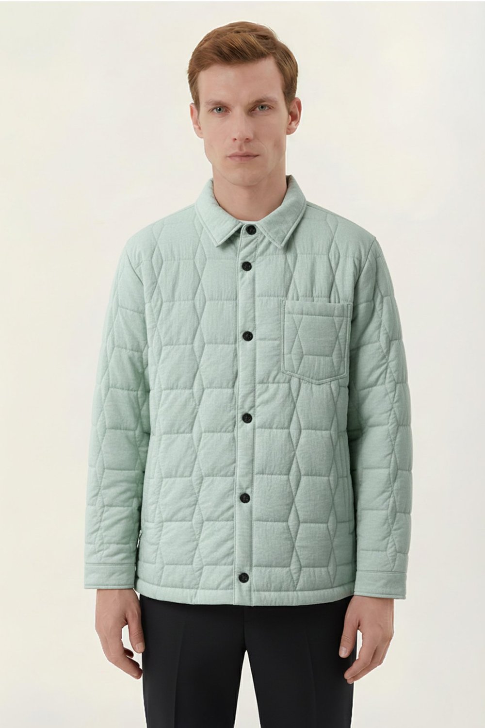 Giotelli Yeşil Regular Fit Gömlek Yaka Desenli Erkek Mont Ceket