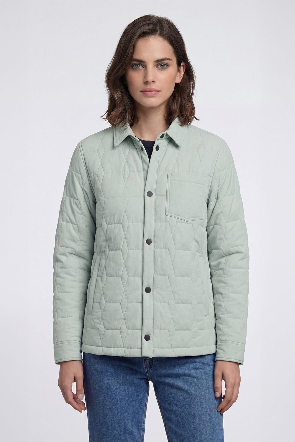 Giotelli Yeşil Regular Fit Gömlek Yaka Desenli Erkek Mont Ceket