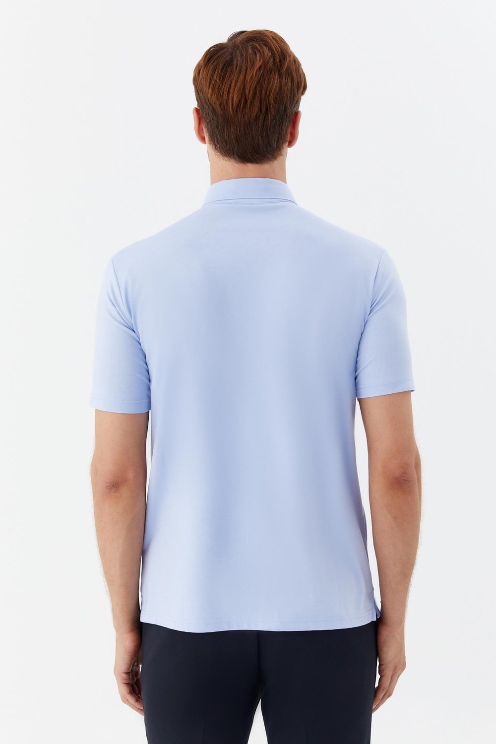 Erkek Mavi Standart Fit Polo Yaka Tişört – Kısa Kollu