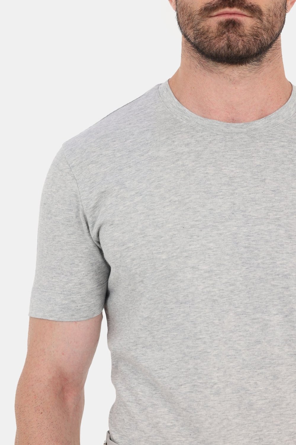 Gri Melanj %100 Pamuk Regular Fit Bisiklet Yaka Basic T-shirt