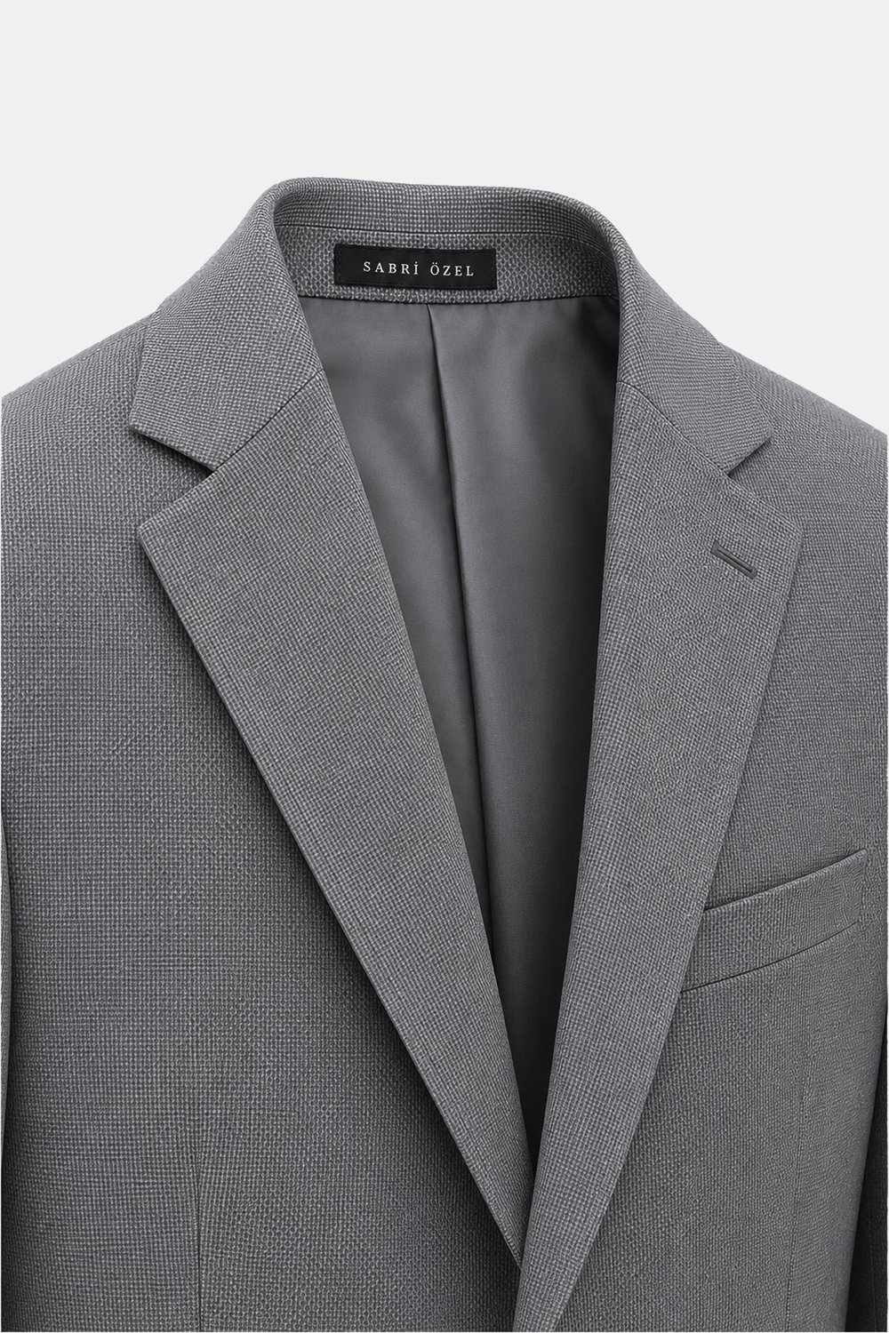 Gri Slim Fit Normal Bel 6 Drop Mono Yaka Takım Elbise