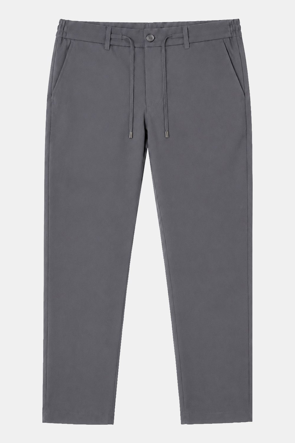 Gri Slim Fit Bel Bağcıklı Paraşüt Pantolon