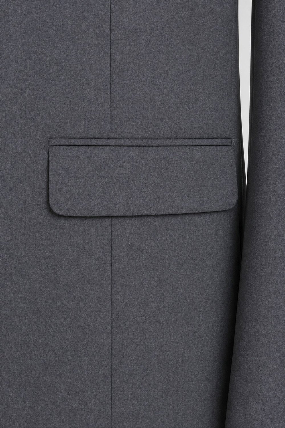 Gri Slim Fit Düz Paça 6 Drop Mono Yaka Klasik Takım Elbise
