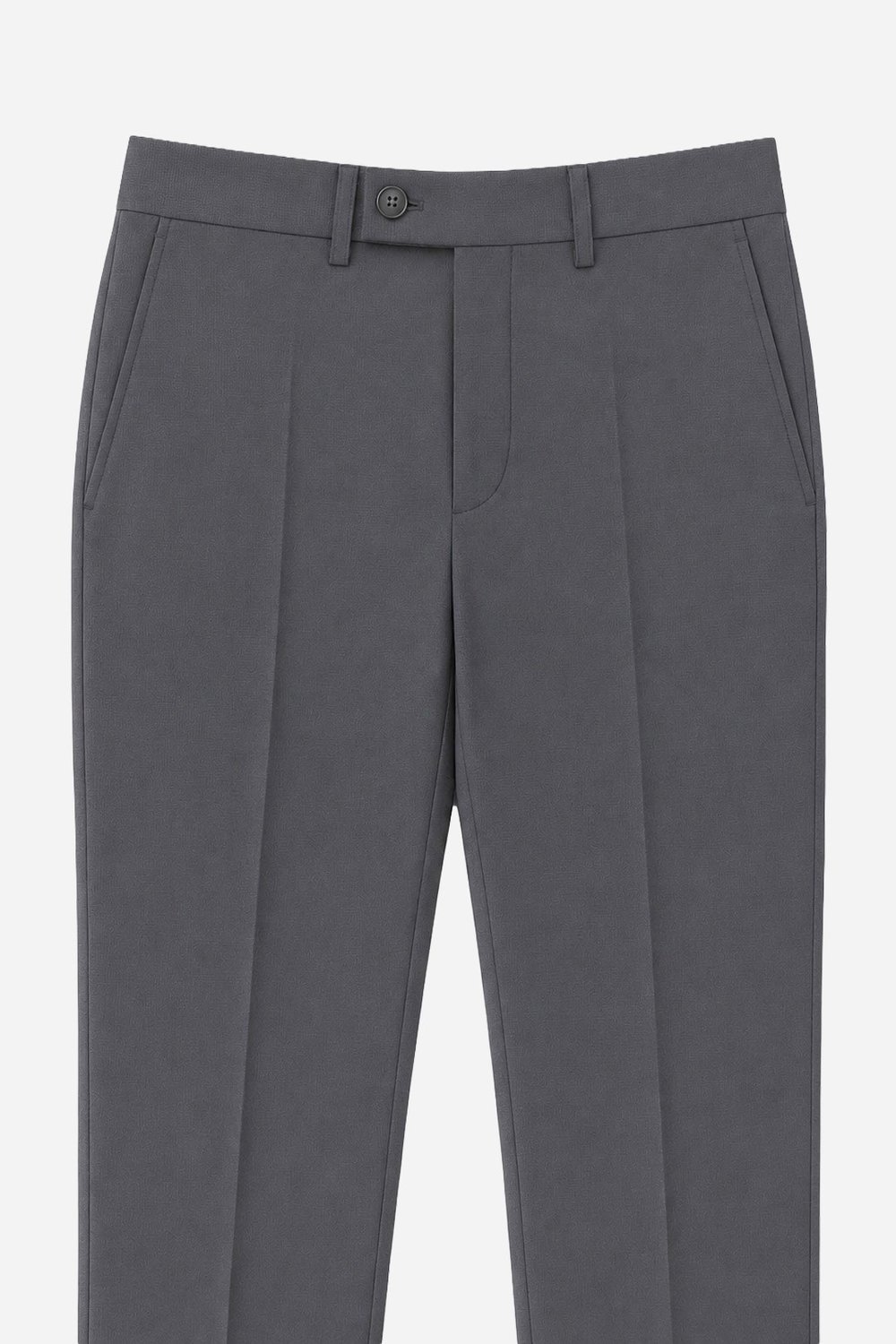 Gri Slim Fit Düz Paça 6 Drop Mono Yaka Klasik Takım Elbise