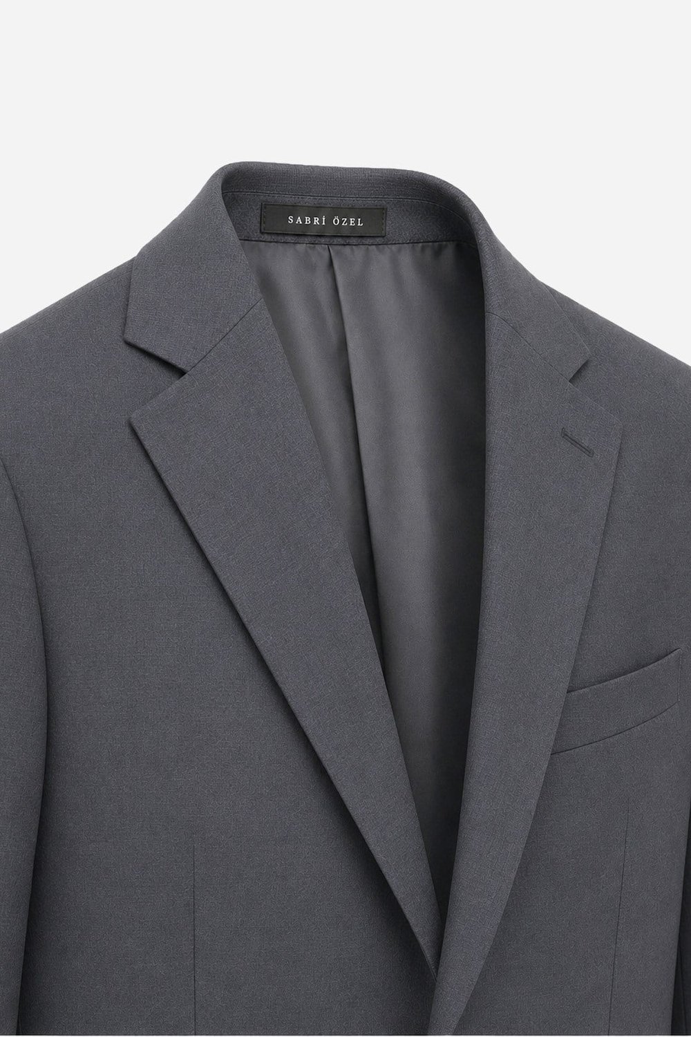 Gri Slim Fit Düz Paça 6 Drop Mono Yaka Klasik Takım Elbise