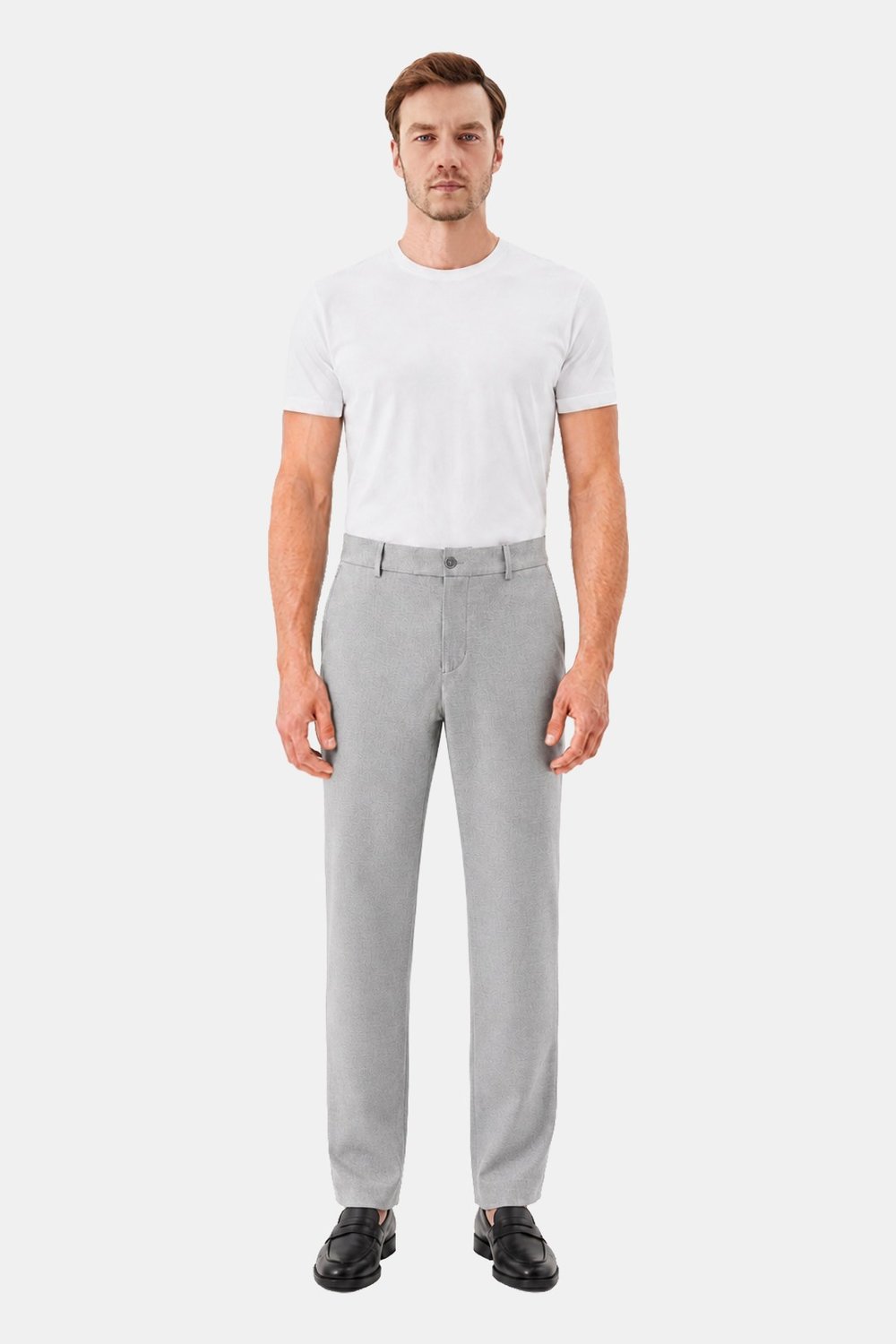 Gri Yanı Lastikli Köprülü Kemerli Slim Fit Jogger Pantolon