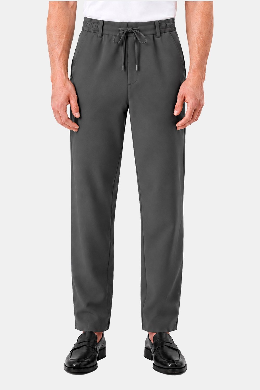 Haki Dokulu Arka Lastikli Köprü Kemerli Bağcıklı Slim Fit Jogger Pantolon - Sabri Özel
