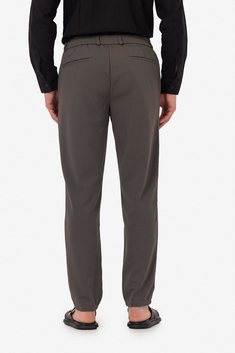 Haki Dokulu Arka Lastikli Köprü Kemerli Bağcıklı Slim Fit Jogger Pantolon