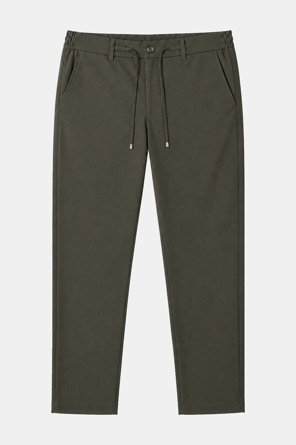 Haki Dokulu Arka Lastikli Köprü Kemerli Bağcıklı Slim Fit Jogger Pantolon