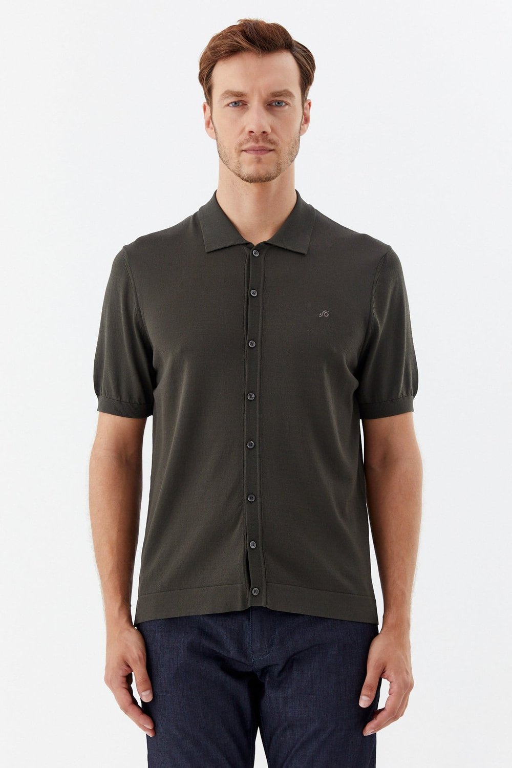 Haki Reglan Polo Yaka Triko Gömlek