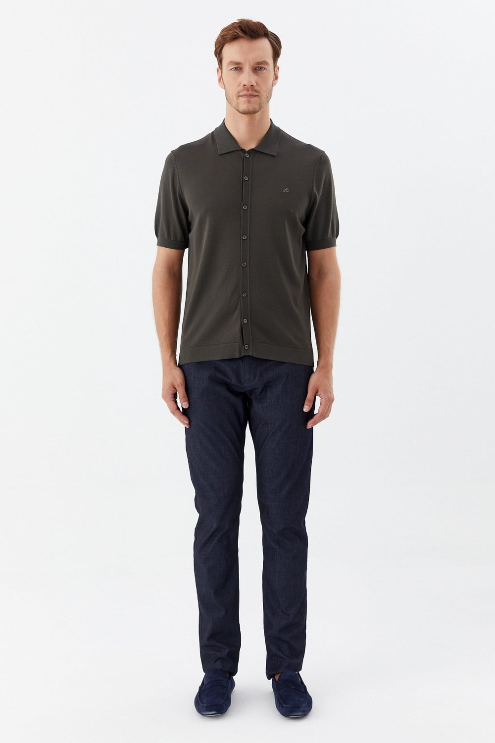 Haki Reglan Polo Yaka Triko Gömlek