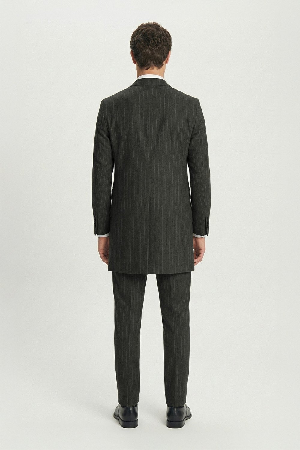 Giotelli Haki Regular Fit Çizgili Desenli Yelekli Kabanlı 4lü 6 Drop Erkek Takım Elbise Seti