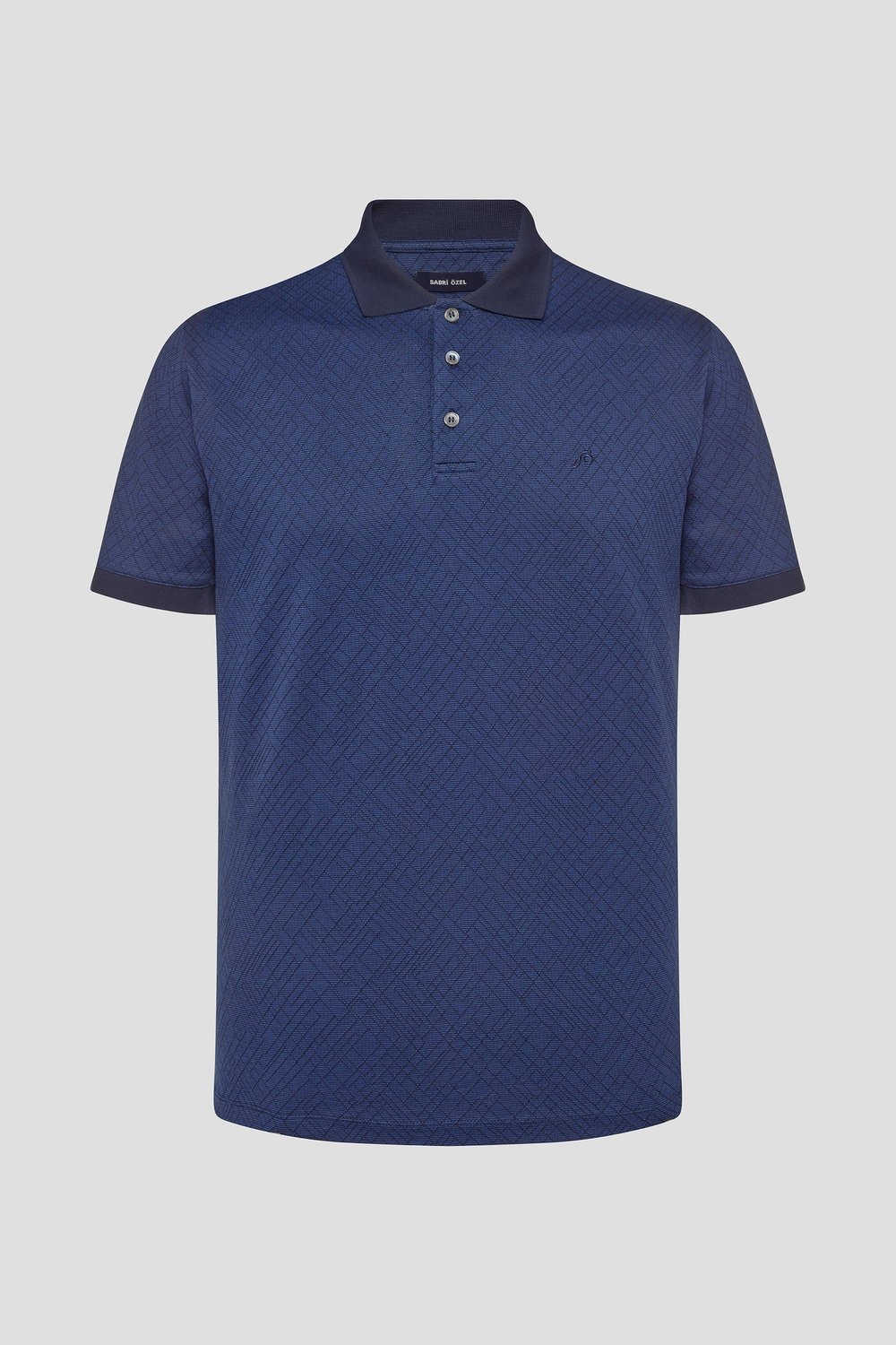 Jakar Desenli Polo Yaka Erkek T-Shirt Lacivert