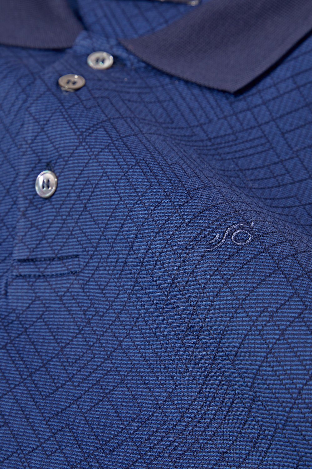 Jakar Desenli Polo Yaka Erkek T-Shirt Lacivert
