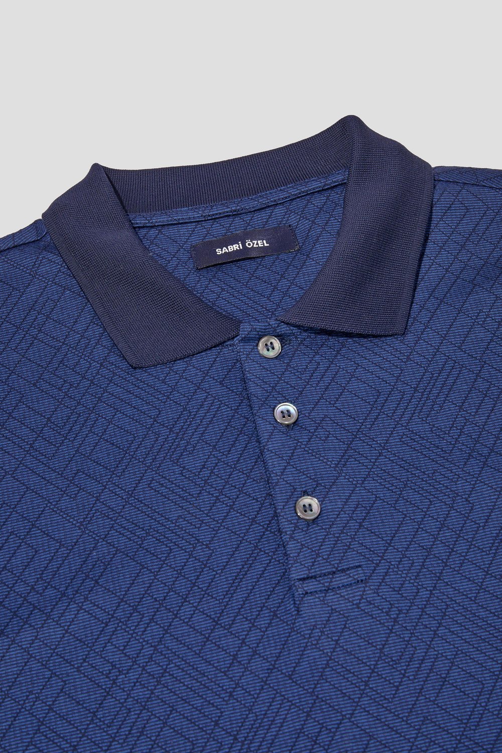 Jakar Desenli Polo Yaka Erkek T-Shirt Lacivert