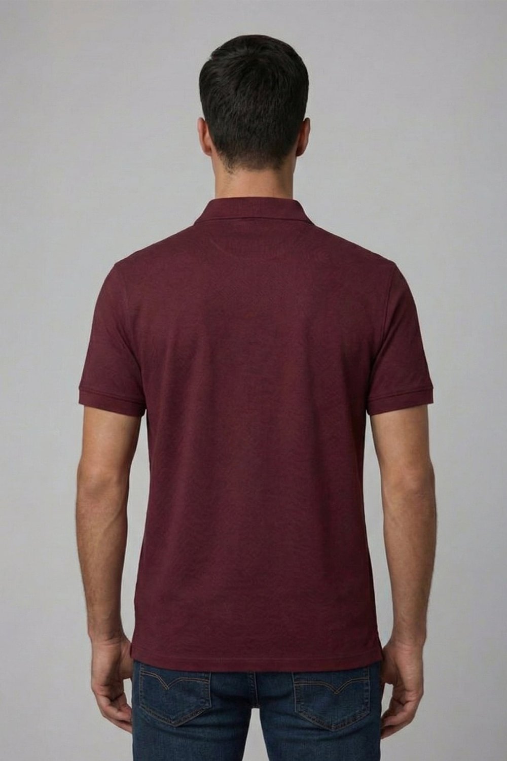 Jakar Desenli Polo Yaka Erkek T-Shirt Bordo